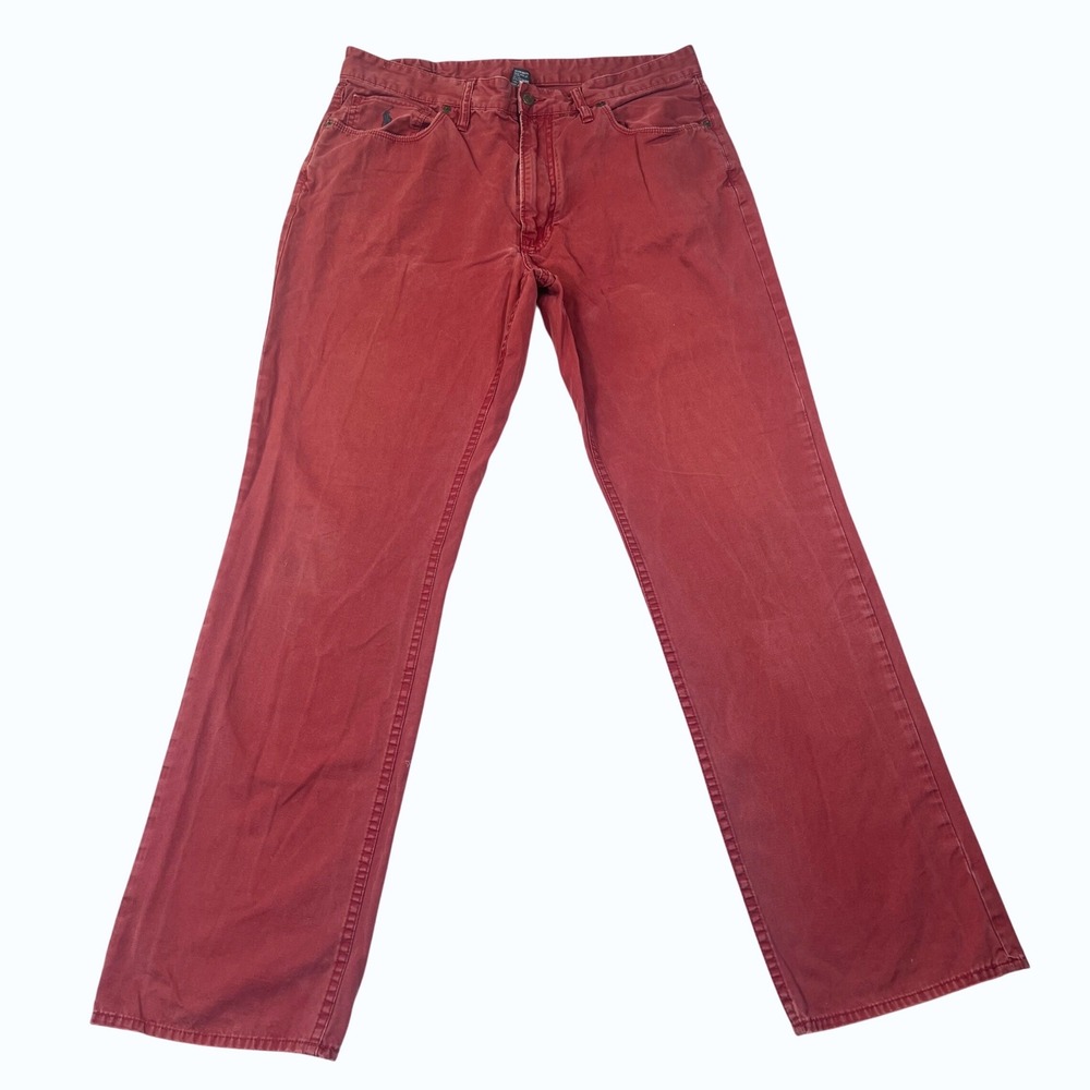 Vintage 90s Polo Ralph Lauren Pants Red Dungarees Cotton Straight Leg Preppy 34